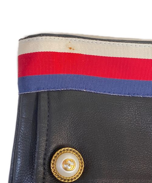 GUCCI（グッチ）GUCCI (グッチ) トリコロールラインレザースカート ブラック サイズ:44の古着・服飾アイテム