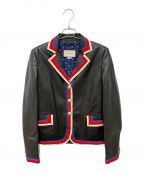 GUCCIグッチ）の古着「レザージャケット」｜ブラック