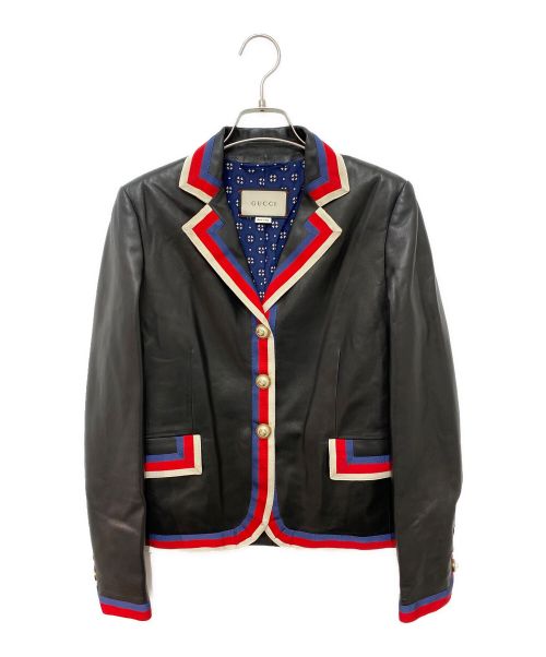 GUCCI（グッチ）GUCCI (グッチ) レザージャケット ブラック サイズ:42の古着・服飾アイテム