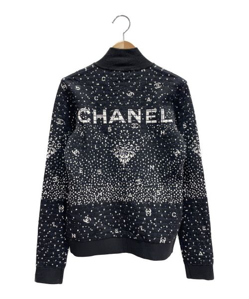 CHANEL（シャネル）CHANEL (シャネル) ロゴニットハーフジッププルオーバー ブラック サイズ:34の古着・服飾アイテム