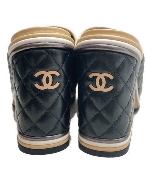 CHANEL（シャネル）CHANEL (シャネル) ヒールココマークマトラッセミュール ブラック サイズ:38の古着・服飾アイテム