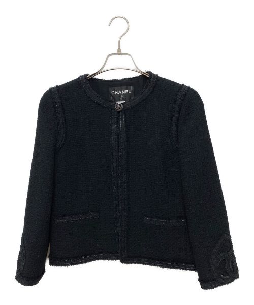 CHANEL（シャネル）CHANEL (シャネル) ツイードセットアップ ブラック サイズ:38の古着・服飾アイテム