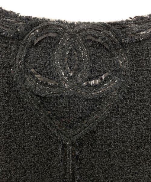 CHANEL（シャネル）CHANEL (シャネル) ツイードセットアップ ブラック サイズ:38の古着・服飾アイテム