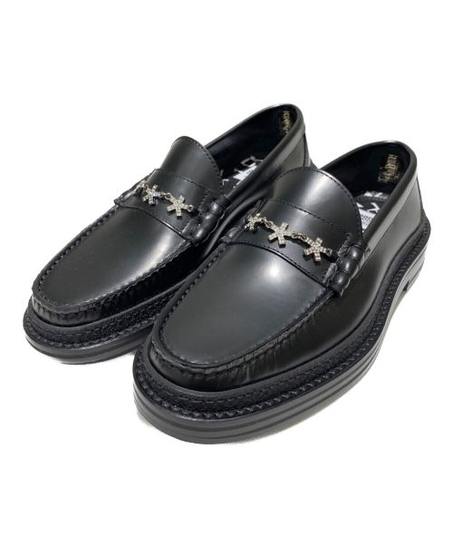JIMMY CHOO（ジミーチュウ）JIMMY CHOO (ジミーチュウ) Eric Haze スターチェーン付きボックスカーフローファー ブラック サイズ:37の古着・服飾アイテム