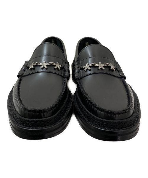 JIMMY CHOO（ジミーチュウ）JIMMY CHOO (ジミーチュウ) Eric Haze スターチェーン付きボックスカーフローファー ブラック サイズ:37の古着・服飾アイテム