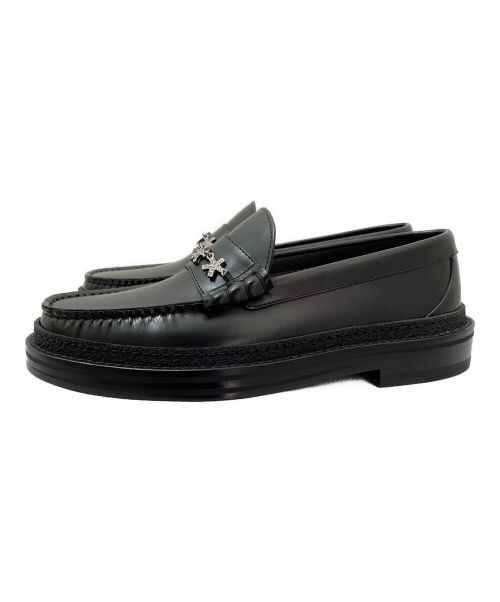 JIMMY CHOO（ジミーチュウ）JIMMY CHOO (ジミーチュウ) Eric Haze スターチェーン付きボックスカーフローファー ブラック サイズ:37の古着・服飾アイテム