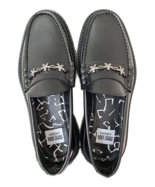 JIMMY CHOO（ジミーチュウ）JIMMY CHOO (ジミーチュウ) Eric Haze スターチェーン付きボックスカーフローファー ブラック サイズ:37の古着・服飾アイテム