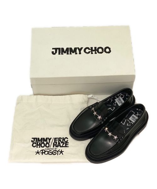 JIMMY CHOO（ジミーチュウ）JIMMY CHOO (ジミーチュウ) Eric Haze スターチェーン付きボックスカーフローファー ブラック サイズ:37の古着・服飾アイテム
