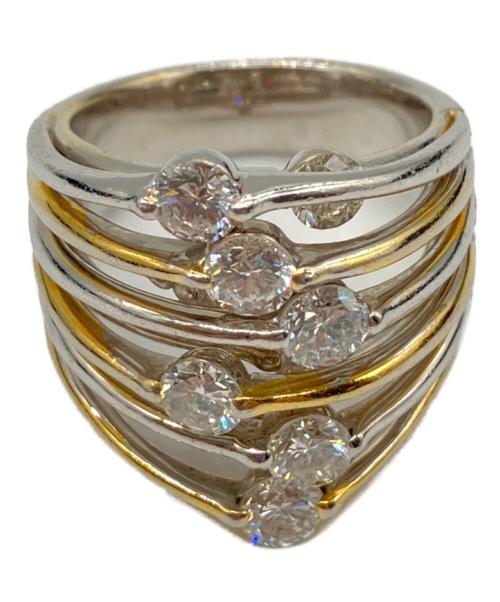 NO BRAND JEWELRY（ノーブランドジュエリー）NO BRAND JEWELRY (ノーブランドジュエリー) レイヤードダイヤモンドデザインリング サイズ:11号の古着・服飾アイテム