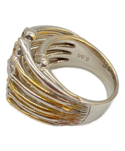 NO BRAND JEWELRY（ノーブランドジュエリー）NO BRAND JEWELRY (ノーブランドジュエリー) レイヤードダイヤモンドデザインリング サイズ:11号の古着・服飾アイテム