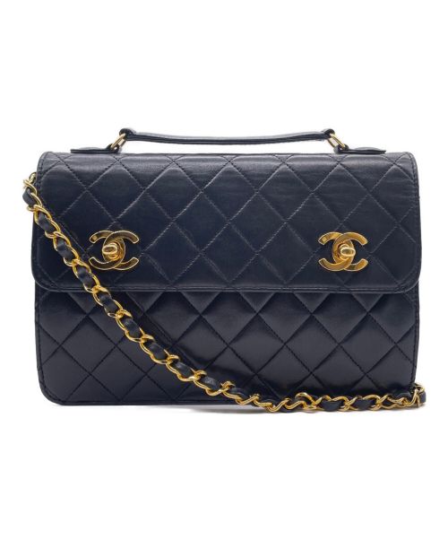 CHANEL（シャネル）CHANEL (シャネル) ダブルココ チェーンショルダーバッグ ブラック サイズ:-の古着・服飾アイテム
