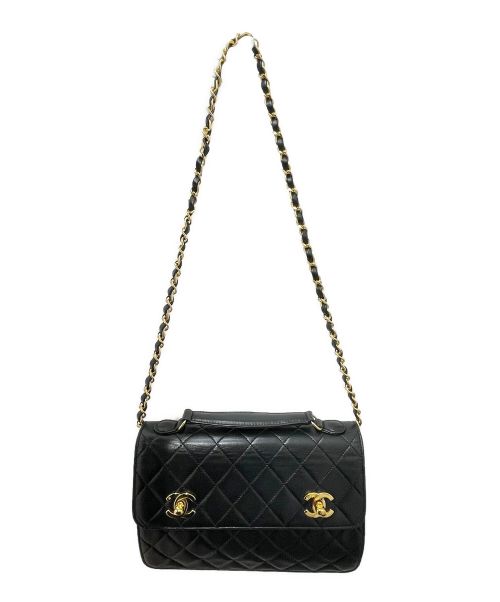 CHANEL（シャネル）CHANEL (シャネル) ダブルココ チェーンショルダーバッグ ブラック サイズ:-の古着・服飾アイテム