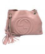 GUCCIグッチ）の古着「チェーンショルダーバッグ」｜ライトピンク