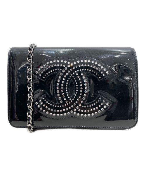 CHANEL（シャネル）CHANEL (シャネル) パテントチェーンウォレット ブラック サイズ:-の古着・服飾アイテム