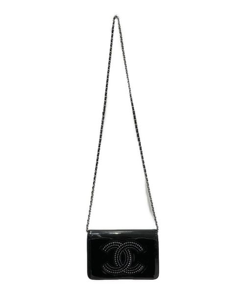 CHANEL（シャネル）CHANEL (シャネル) パテントチェーンウォレット ブラック サイズ:-の古着・服飾アイテム