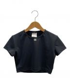 CHANELシャネル）の古着「エンブロイダリーココマーククロップドTシャツ」｜ブラック