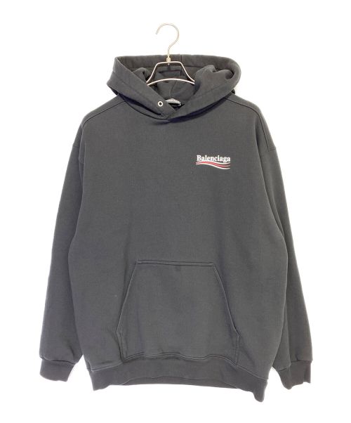 BALENCIAGA（バレンシアガ）BALENCIAGA (バレンシアガ) POLITICAL CAMPAIGN Hoodie ブラック サイズ:M　の古着・服飾アイテム