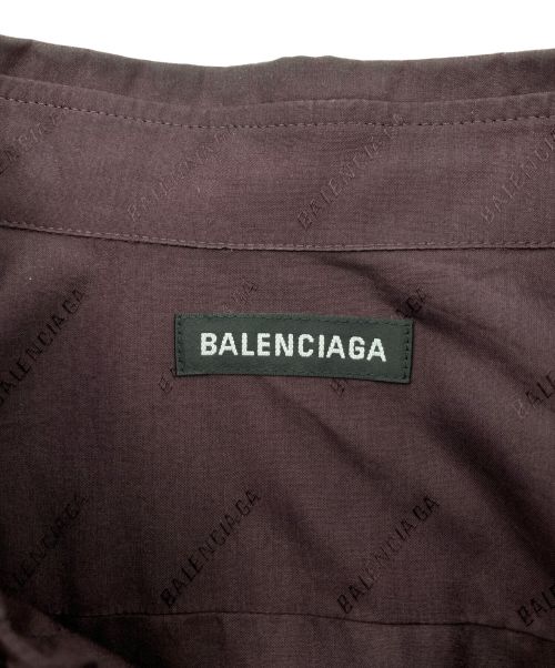 BALENCIAGA（バレンシアガ）BALENCIAGA (バレンシアガ) 総柄ロゴシャツ パープル サイズ:38の古着・服飾アイテム