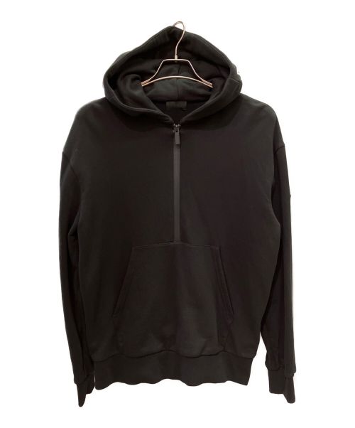 MONCLER（モンクレール）MONCLER (モンクレール) フーデットロゴハーフジップパーカー ブラック サイズ:Mの古着・服飾アイテム