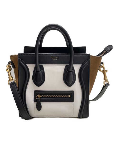 CELINE（セリーヌ）CELINE (セリーヌ) ラゲージ ナノショッパー ホワイト×ブラック サイズ:ナノの古着・服飾アイテム