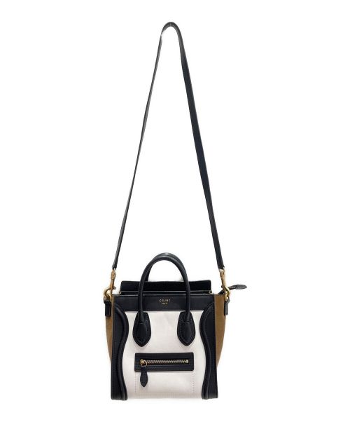 CELINE（セリーヌ）CELINE (セリーヌ) ラゲージ ナノショッパー ホワイト×ブラック サイズ:ナノの古着・服飾アイテム