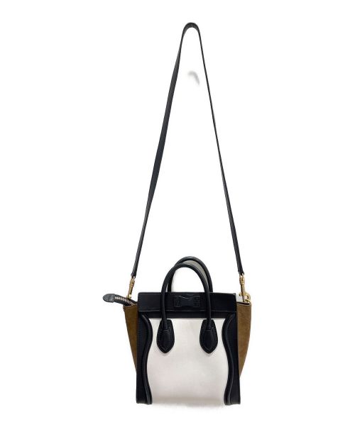 CELINE（セリーヌ）CELINE (セリーヌ) ラゲージ ナノショッパー ホワイト×ブラック サイズ:ナノの古着・服飾アイテム