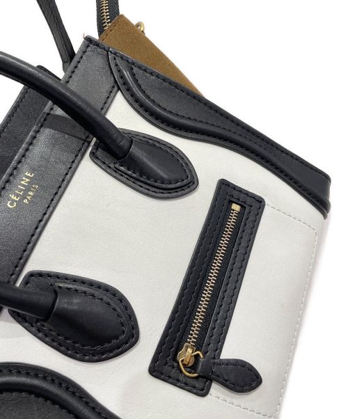 CELINE（セリーヌ）CELINE (セリーヌ) ラゲージ ナノショッパー ホワイト×ブラック サイズ:ナノの古着・服飾アイテム