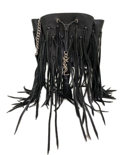 Saint Laurent Paris（サンローランパリ）Saint Laurent Paris (サンローランパリ) フリンジバケットバッグ ブラックの古着・服飾アイテム