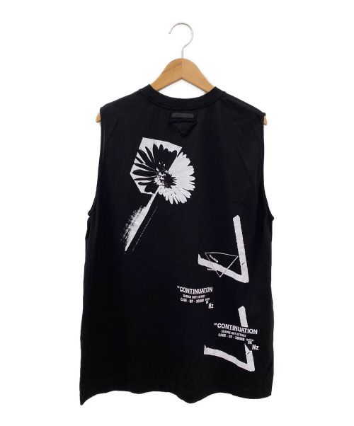 PRADA（プラダ）PRADA (プラダ) プリントノースリーブTシャツ ブラック サイズ:Mの古着・服飾アイテム