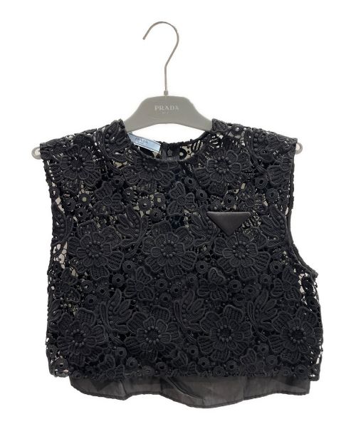 PRADA（プラダ）PRADA (プラダ) レースブラウス ブラック サイズ:36の古着・服飾アイテム