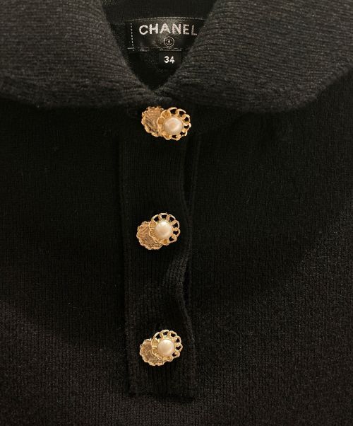 CHANEL（シャネル）CHANEL (シャネル) ニットポロシャツ ブラック サイズ:34の古着・服飾アイテム