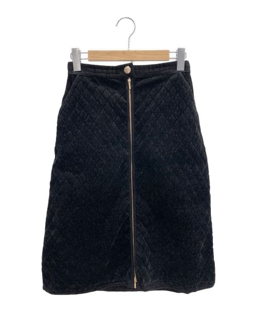 CHANEL（シャネル）CHANEL (シャネル) ベロアフロントジップスカート ブラック サイズ:34の古着・服飾アイテム