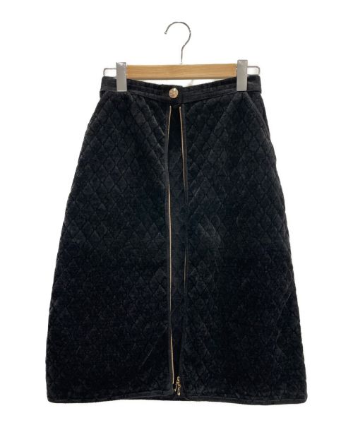 CHANEL（シャネル）CHANEL (シャネル) ベロアフロントジップスカート ブラック サイズ:34の古着・服飾アイテム
