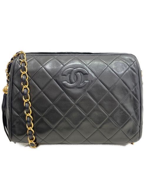 CHANEL（シャネル）CHANEL (シャネル) フリンジチェーンショルダーバッグ ブラック サイズ:ｰの古着・服飾アイテム