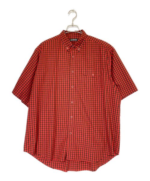 BALENCIAGA（バレンシアガ）BALENCIAGA (バレンシアガ) 半袖BDシャツ レッド サイズ:38の古着・服飾アイテム