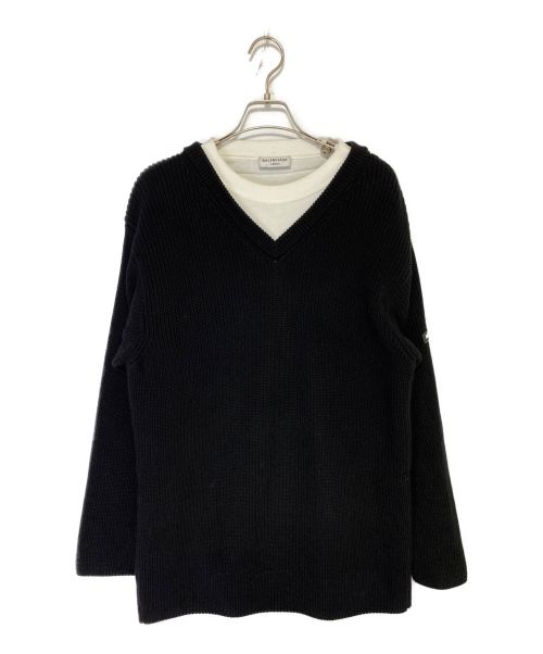 BALENCIAGA（バレンシアガ）BALENCIAGA (バレンシアガ) レイヤードTシャツVネックセーター ブラック サイズ:Ｌの古着・服飾アイテム