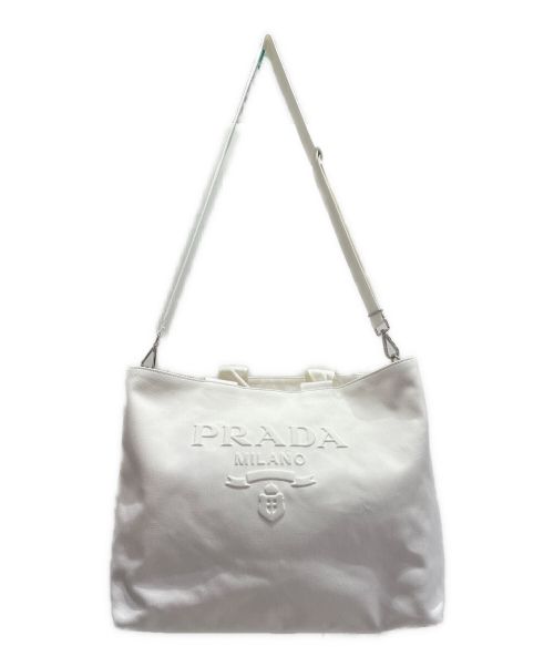 PRADA（プラダ）PRADA (プラダ) ドリルトートバッグ ホワイトの古着・服飾アイテム
