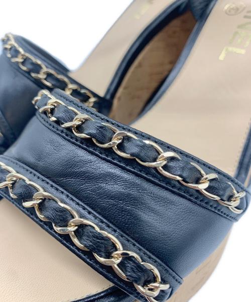 CHANEL（シャネル）CHANEL (シャネル) マトラッセヒールストラップサンダル ブラック サイズ:38の古着・服飾アイテム