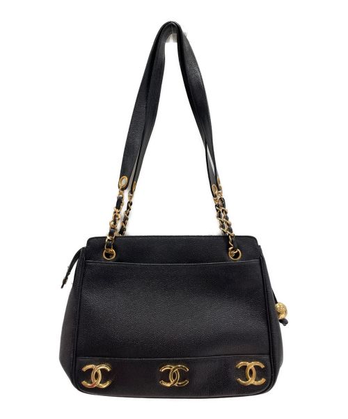 CHANEL（シャネル）CHANEL (シャネル) トリプルココチェーンショルダーバッグ ブラックの古着・服飾アイテム