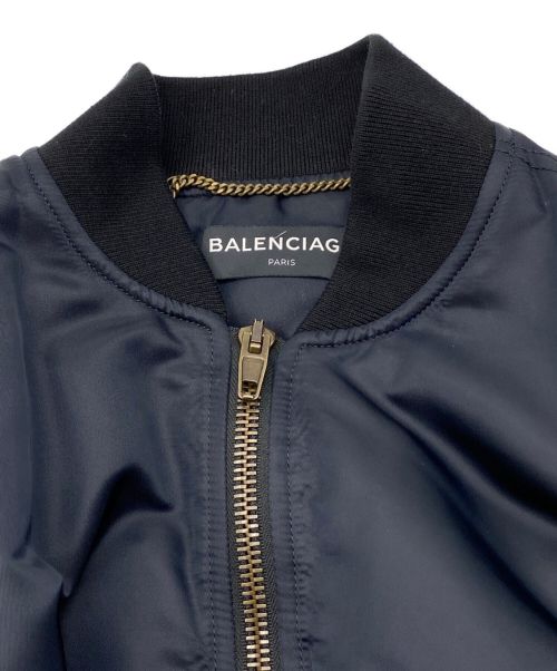 BALENCIAGA（バレンシアガ）BALENCIAGA (バレンシアガ) PARIS刺繍MA-1ボンバーブルゾン ネイビー サイズ:SIZE 44の古着・服飾アイテム