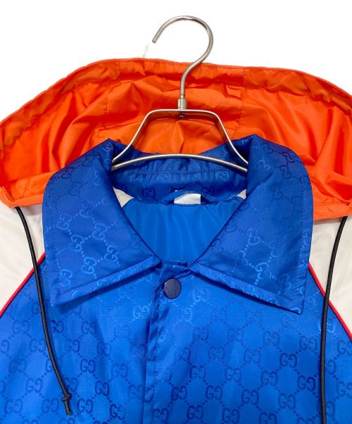 GUCCI（グッチ）GUCCI (グッチ) GG JACQUARD NYLON JACKET ブルー×ホワイト サイズ:44の古着・服飾アイテム