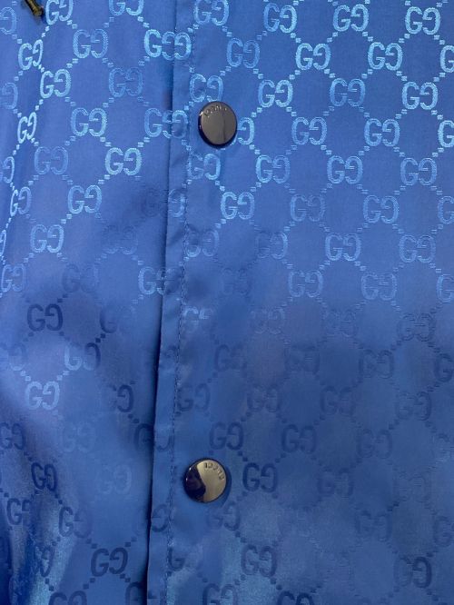 GUCCI（グッチ）GUCCI (グッチ) GG JACQUARD NYLON JACKET ブルー×ホワイト サイズ:44の古着・服飾アイテム