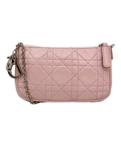 Christian Dior（クリスチャン ディオール）Christian Dior (クリスチャン ディオール) カナージュチェーンポシェット ライトピンク サイズ:-の古着・服飾アイテム