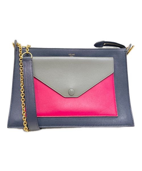 CELINE（セリーヌ）CELINE (セリーヌ) チェーンショルダーバッグ ネイビー×グレー×ピンク サイズ:-の古着・服飾アイテム