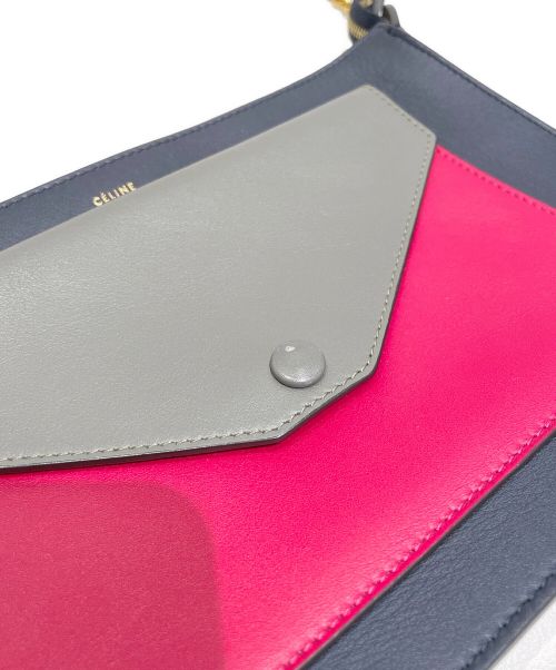 CELINE（セリーヌ）CELINE (セリーヌ) チェーンショルダーバッグ ネイビー×グレー×ピンク サイズ:-の古着・服飾アイテム