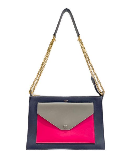 CELINE（セリーヌ）CELINE (セリーヌ) チェーンショルダーバッグ ネイビー×グレー×ピンク サイズ:-の古着・服飾アイテム