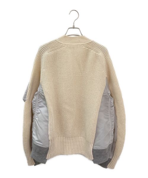 sacai（サカイ）sacai (サカイ) ニットドッキングボンバーブルゾン ホワイト サイズ:2の古着・服飾アイテム