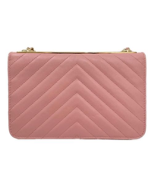 CHANEL（シャネル）CHANEL (シャネル) Vステッチチェーンウォレット ピンクの古着・服飾アイテム
