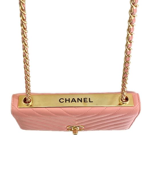 CHANEL（シャネル）CHANEL (シャネル) Vステッチチェーンウォレット ピンクの古着・服飾アイテム