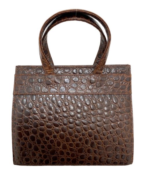 Salvatore Ferragamo（サルヴァトーレ フェラガモ）Salvatore Ferragamo (サルヴァトーレ フェラガモ) クロコ型押しハンドバッグ ブラウン サイズ:-の古着・服飾アイテム